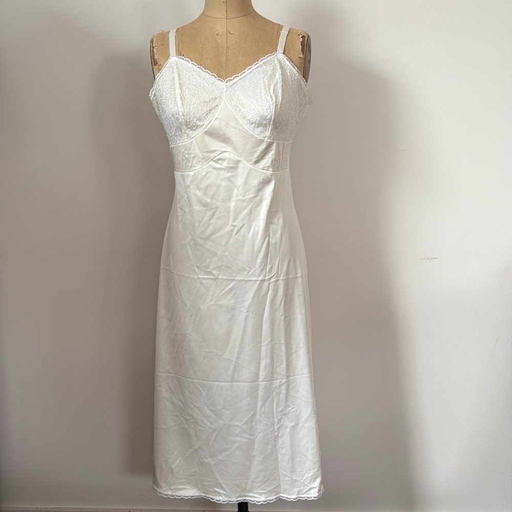 Slip Elegant Vintage Nancy King mid century White Lace Dress lingerie 38 S-M